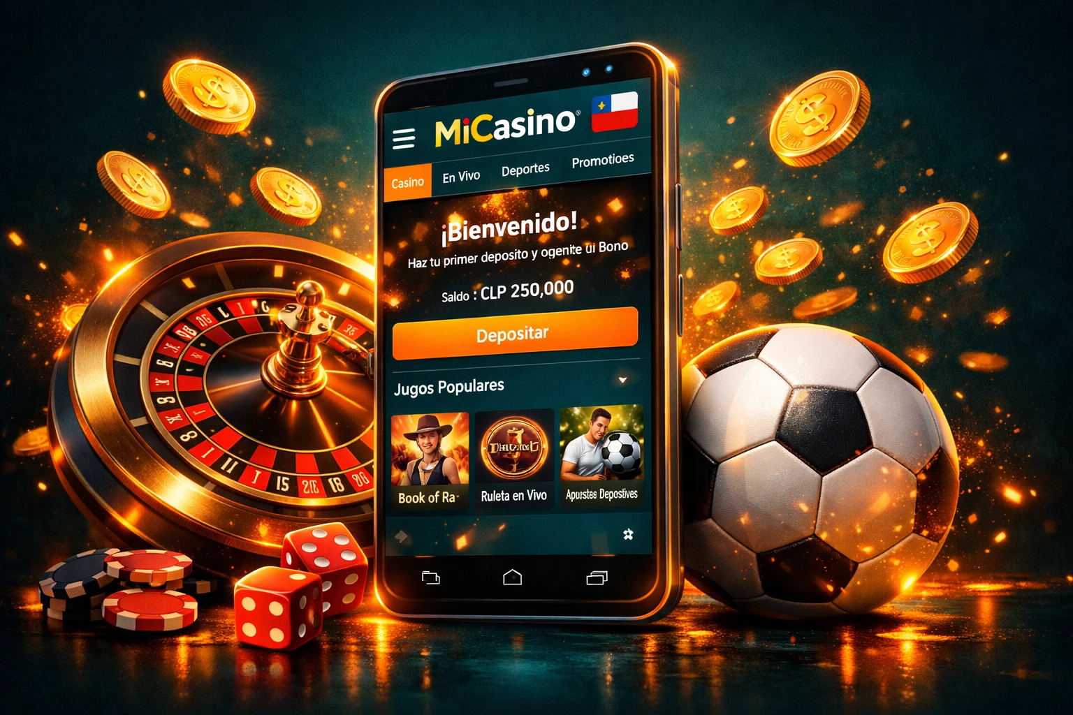 Bono de bienvenida y promociones en MiCasino Chile para apuestas deportivas y casino online
